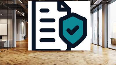 icon security in document using filled line style and blue color Wall mural