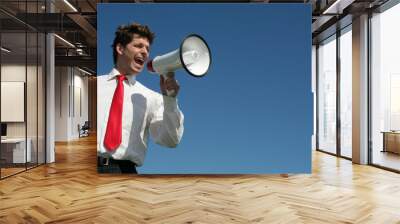 businessman shouting through megaphone Wall mural