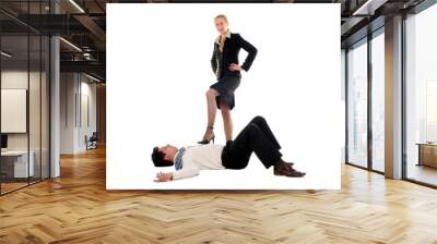 businesswoman dominating businessman Wall mural