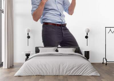 Full length portrait of young man standing on white background Wall mural