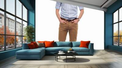 Full length portrait of young man standing on white background Wall mural