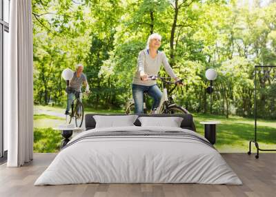 Senior Couple Riding Bikes In Park

 Wall mural