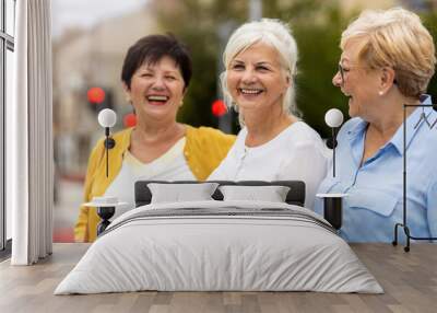 Three senior female friends having good time together
 Wall mural