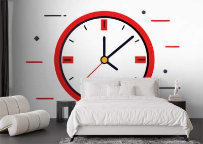 A simple vector illustration of a clock face with hands pointing to three o'clock, against a white background, with no shadows. Blank clock face mock-up with hour, minute, and second Wall mural