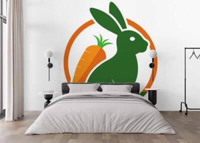 Bunny rabbit carrot food silhouette logo design templates  Wall mural