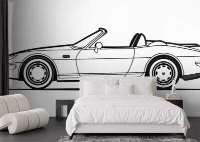 car isolated on white. line art of a convertible car  Wall mural