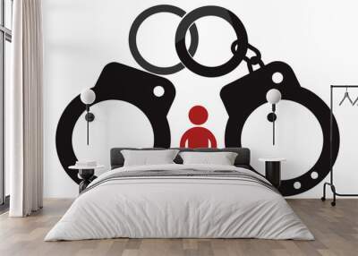 handcuffs crime silhouette vector illustration on white background  Wall mural