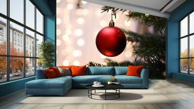 Christmas toys on the Christmas tree , close up. Holidays concept. Merry Christmas Wall mural