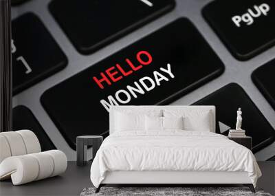 Text sign showing Hello Monday. Conceptual photo greetings or welcoming the first day of the work week Wall mural