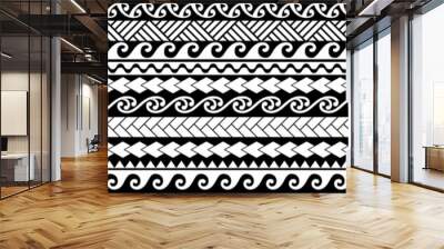 maori geometric pattern tattoo design texture line 마오리 문양 타투 도안 Wall mural