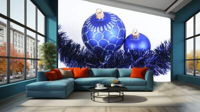 Image of two blue christmas balls Wall mural