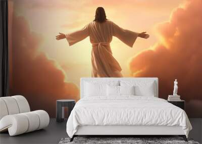 Ascension of Jesus Christ to haven. Faith Growth. Generative AI Wall mural