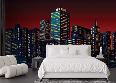 Cityscape with Group of Skyscrapers Wall mural