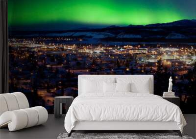 Northern Lights over Downtown Whitehorse Wall mural