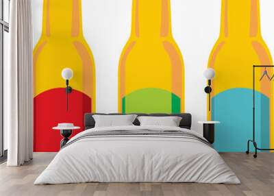 isolated beer bottles set Wall mural