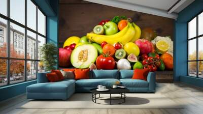 Fresh, organic vegetables and fruits Wall mural