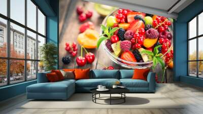 Fresh fruit salad in the bowl Wall mural