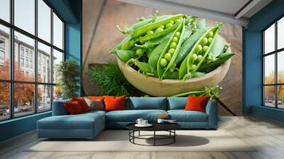 Fresh peas in the bowl Wall mural