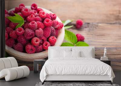 Fresh raspberries in the bowl Wall mural