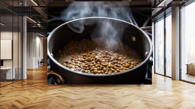 Lentils cooking in the pot on the stove Wall mural