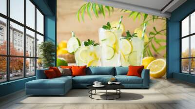 Refreshing cold lemonade with mint Wall mural