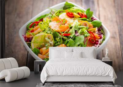 Salad with smoked salmon and lemon Wall mural