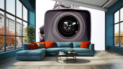 Professional video lens isolated on white background Wall mural