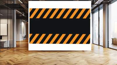 Black and yellow warning line stripes on a rectangular background, yellow and black stripes diagonal, a warning potential danger vector template caution border sign Wall mural