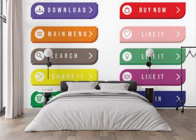 Colorful web design button collection with flat design.eps Wall mural