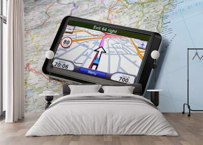 Satellite navigation system on the map Wall mural