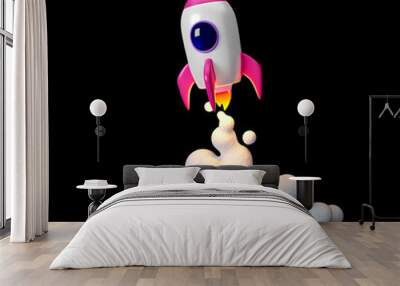 Space rocket launch. 3d render Wall mural