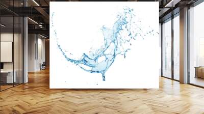 blue water splash isolated on white background Wall mural