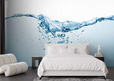 blue water surface with splash and air bubbles on white backgtround Wall mural