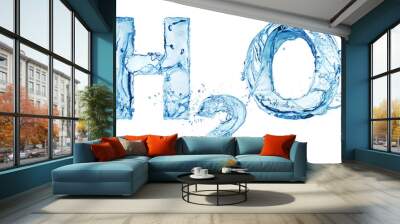 H2O water alfabet isolated on white background Wall mural