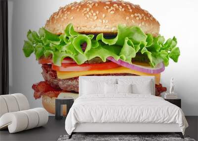 hamburger isolated on white background Wall mural