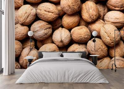 heap of walnut in shell as textured background Wall mural