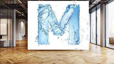 letter M made of water splash isolated on white background Wall mural