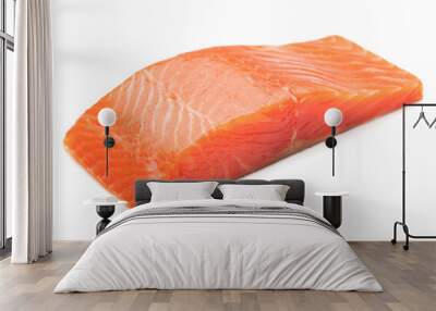 piece of salmon fillet isolated on white background Wall mural