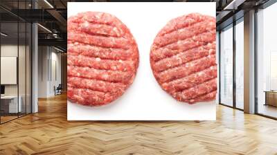 raw minced beef meat for burgers isolated on white background Wall mural