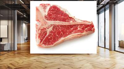 raw t-bone steak isolated on white background Wall mural