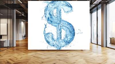 water splash in shape of US dollar sign isolated on white background Wall mural