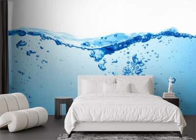 water surface with bubbles and splashes on white background Wall mural