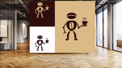 robotic coffee maker logo design Wall mural