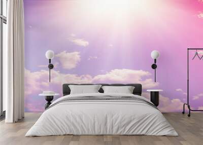 The magical imagination of the sky, the magic of the sky, the pastel clouds for background images and the placement of beautiful letters Wall mural