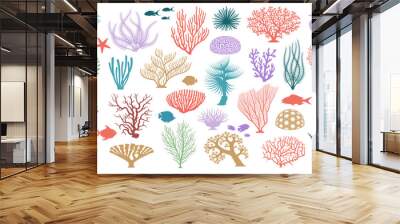 Coral icons set. Cartoon set of coral vector icons for web design Wall mural