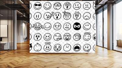 Doodle various emoji set Wall mural