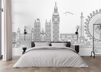 london thin line vector skyline Wall mural