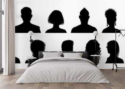 set man and woman head icon silhouette. male and female avatar profile sign, face silhouette logo –  Wall mural