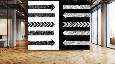 Set of black grunge texture arrrows Wall mural