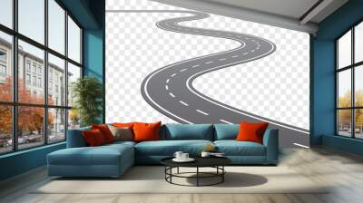 Vector Curved road with white lines Wall mural